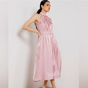 NWT One Pretty Thing Evereve High Neck Midi Dress Mauve Size XS